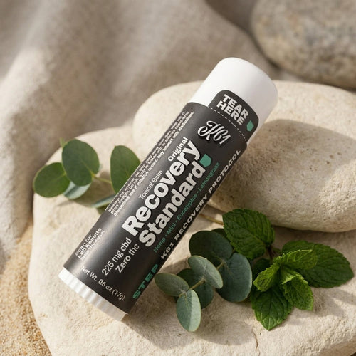 K61 Recovery Standard balm stick on cream stone with eucalyptus and mint, 225mg CBD isolate, Zero THC
